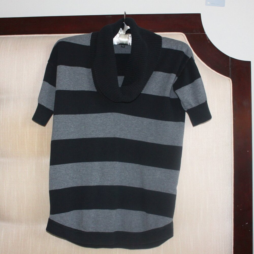 Express Women's Short Sleeve Sweater Cowl Neck Top Striped XS